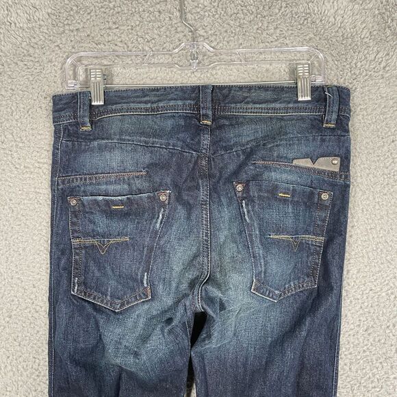 Diesel Jeans Mens 29x32 Blue Slim Tapered Darron Dark Wash Button Fly Stretch - Picture 11 of 12